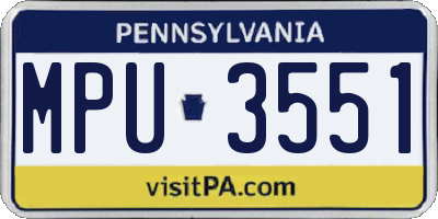 PA license plate MPU3551