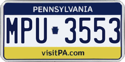 PA license plate MPU3553