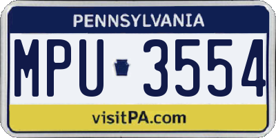 PA license plate MPU3554
