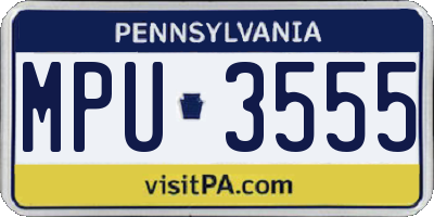 PA license plate MPU3555
