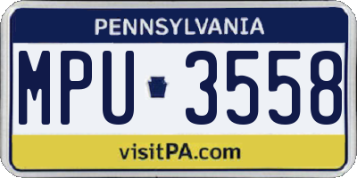 PA license plate MPU3558