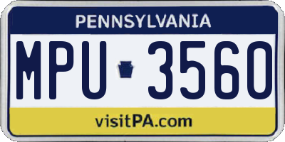 PA license plate MPU3560