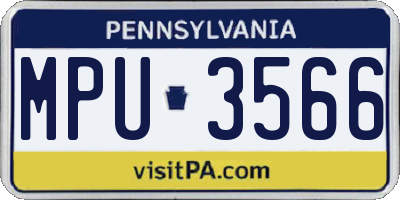 PA license plate MPU3566