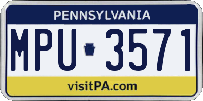 PA license plate MPU3571