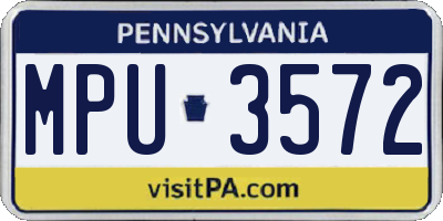 PA license plate MPU3572