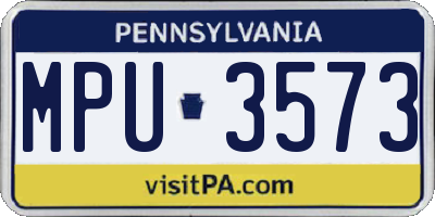 PA license plate MPU3573