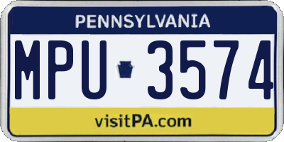 PA license plate MPU3574