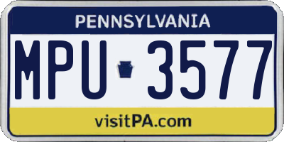 PA license plate MPU3577