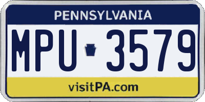 PA license plate MPU3579