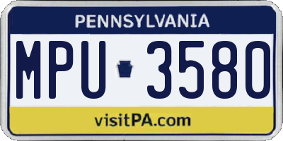 PA license plate MPU3580