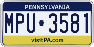 PA license plate MPU3581
