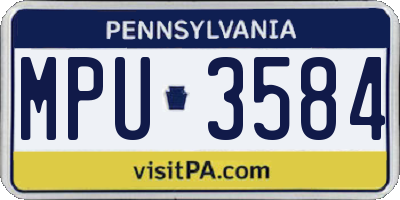 PA license plate MPU3584