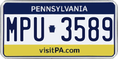 PA license plate MPU3589