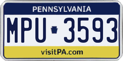 PA license plate MPU3593