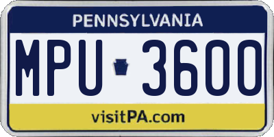PA license plate MPU3600