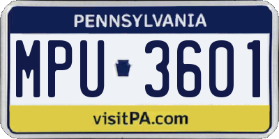 PA license plate MPU3601