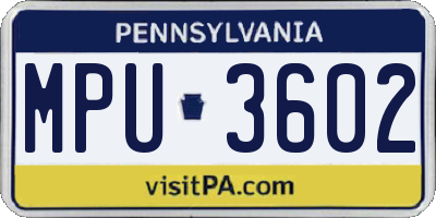 PA license plate MPU3602