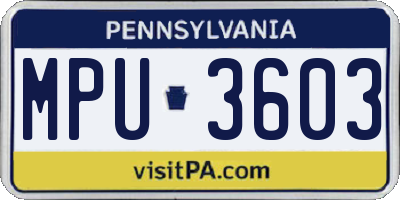 PA license plate MPU3603
