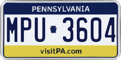 PA license plate MPU3604