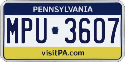 PA license plate MPU3607