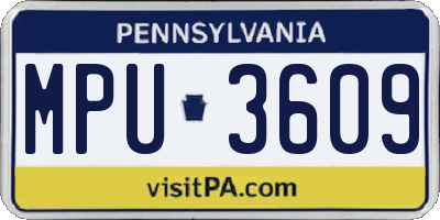 PA license plate MPU3609