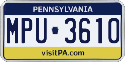 PA license plate MPU3610