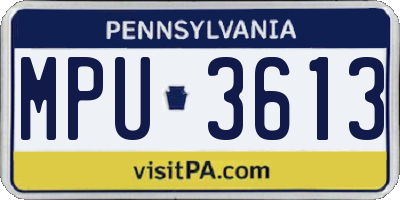 PA license plate MPU3613