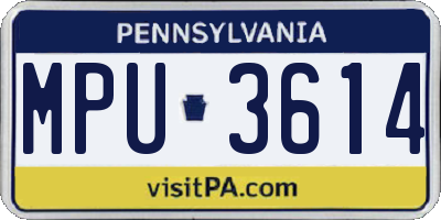 PA license plate MPU3614