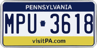 PA license plate MPU3618