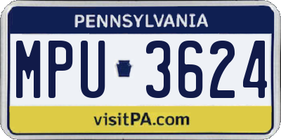 PA license plate MPU3624
