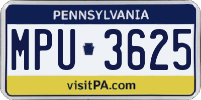 PA license plate MPU3625