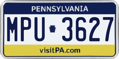 PA license plate MPU3627