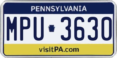 PA license plate MPU3630