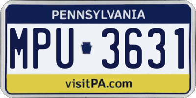 PA license plate MPU3631