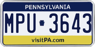PA license plate MPU3643