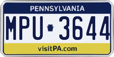 PA license plate MPU3644
