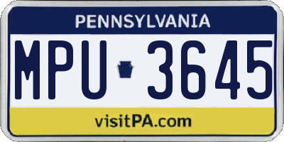 PA license plate MPU3645