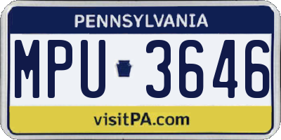 PA license plate MPU3646