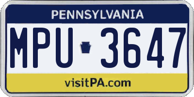 PA license plate MPU3647