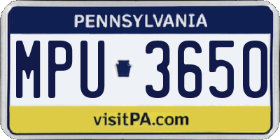 PA license plate MPU3650