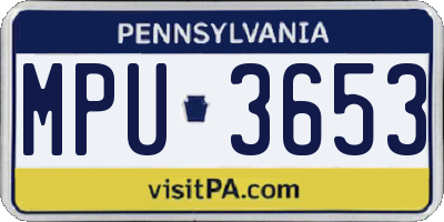 PA license plate MPU3653