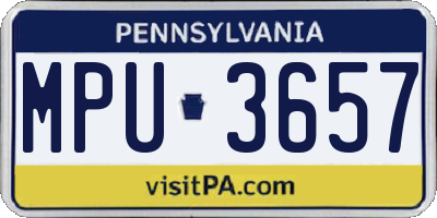 PA license plate MPU3657