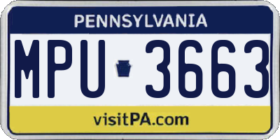 PA license plate MPU3663