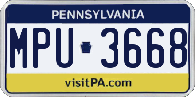 PA license plate MPU3668