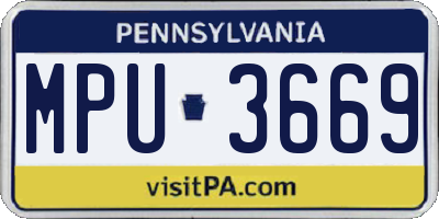 PA license plate MPU3669