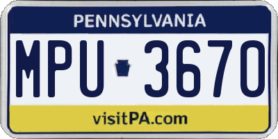 PA license plate MPU3670
