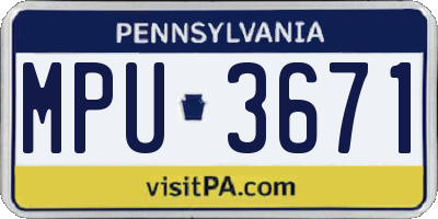 PA license plate MPU3671