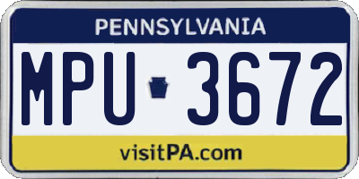 PA license plate MPU3672