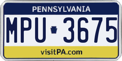 PA license plate MPU3675