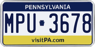 PA license plate MPU3678